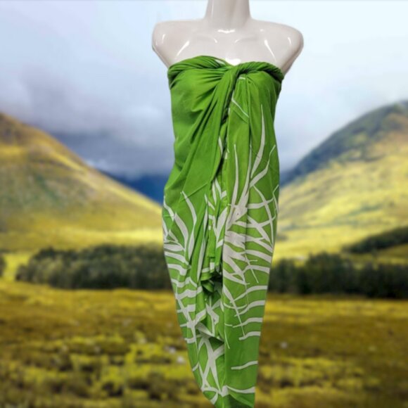 Cover Up Handpainted Cover-up, Halter Strapless Wrap Dress Cotton Batik Coverups - Picture 10 of 10